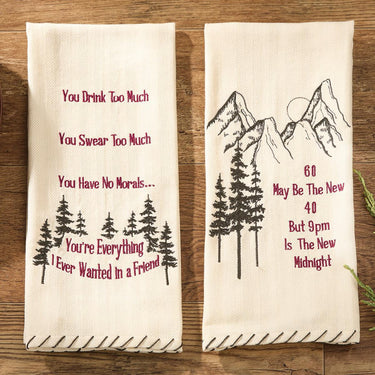 60 Is The New 40 Embroidered Dishtowel - Set of 6 Park Designs - The Fox Decor
